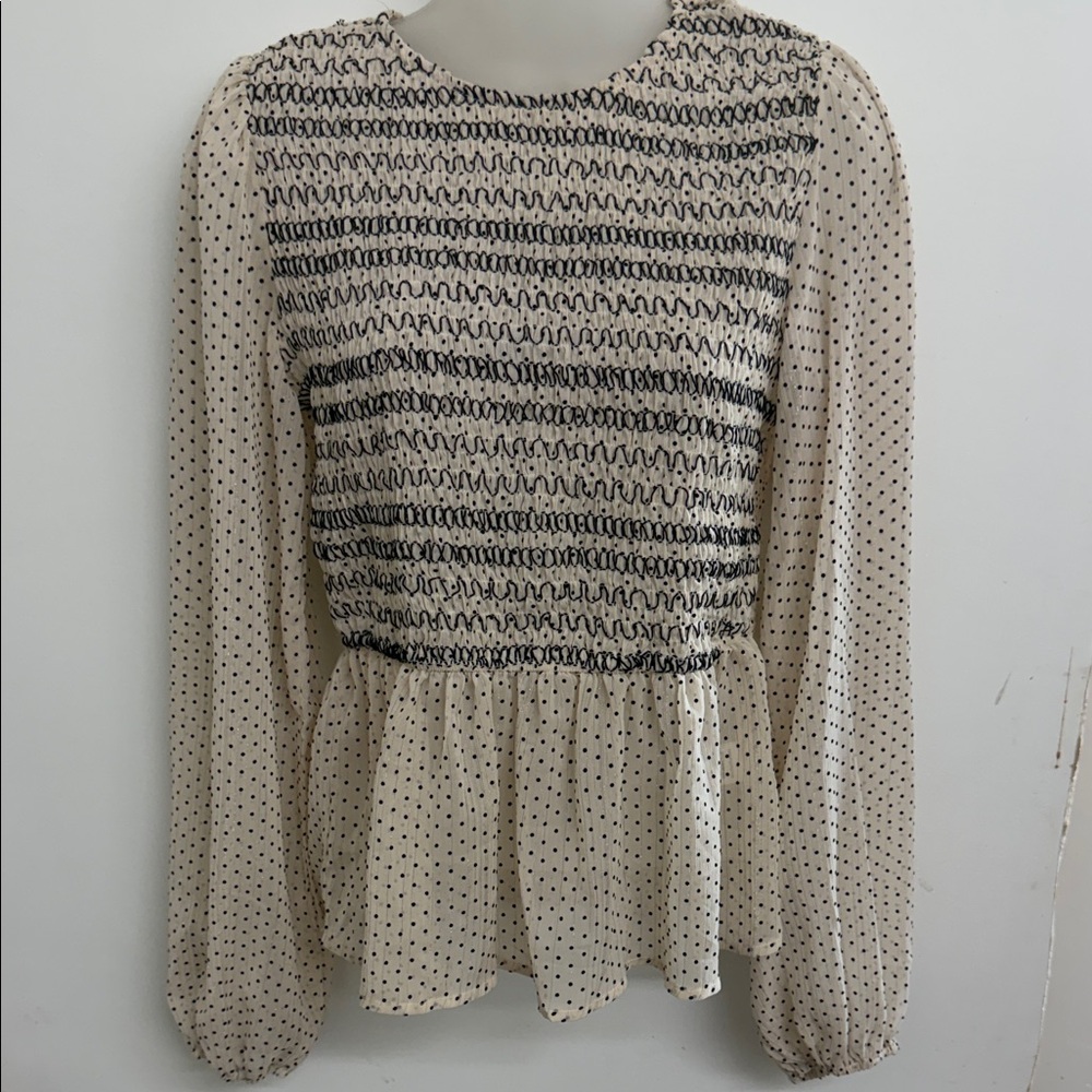 Mine Cream and Black Polka Dot Blouse